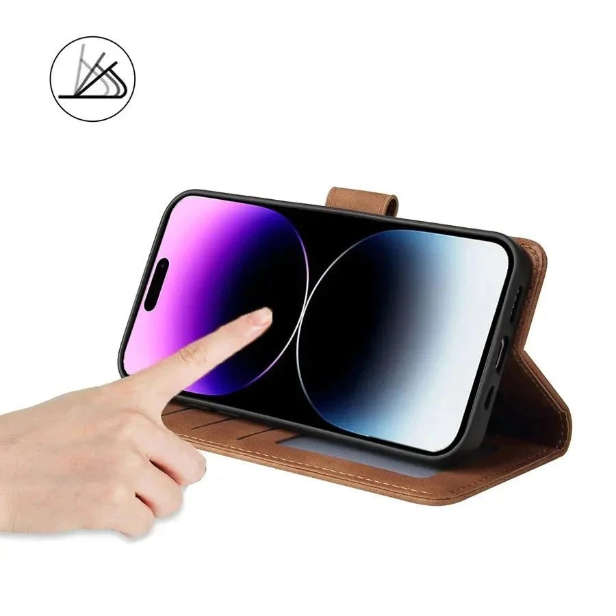 iPhone 16/ Pro/ Plus/ Pro Max - Schutz Klapp Hülle, Kartenfach, Displayschutz - Top Hüllen