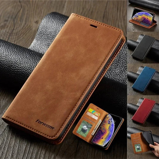 iPhone 16/ Pro/ Plus/ Pro Max - Schutz Klapp Hülle mit Abdeckung und Kartenfach - Top Hüllen