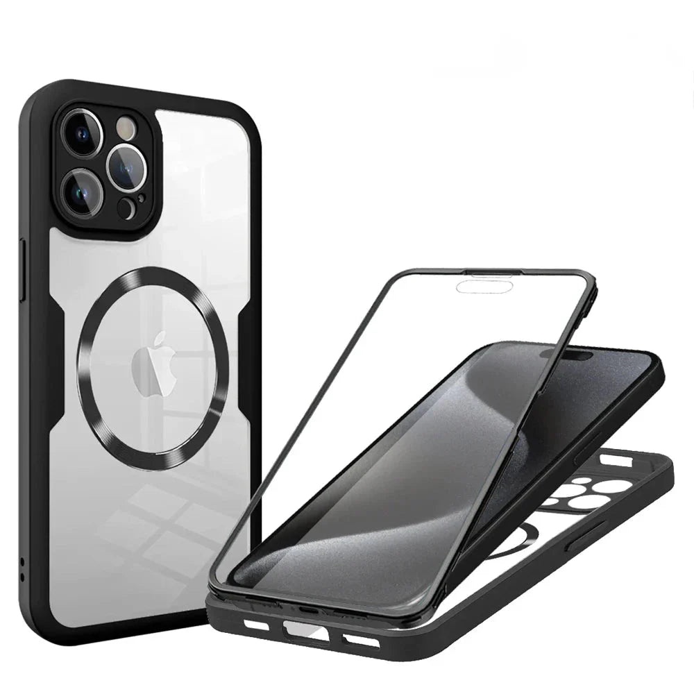 iPhone 16/ Pro/ Plus/ Pro Max - Vollständige Transparente MagSafe Hülle mit Display Schutz - Top Hüllen
