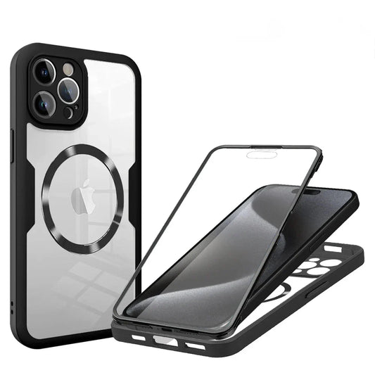 iPhone 16/ Pro/ Plus/ Pro Max - Vollständige Transparente MagSafe Hülle mit Display Schutz - Top Hüllen