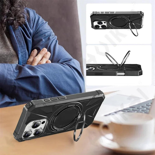 iPhone 16/ Pro/ Pro Max - Magnetische MagSafe Schutz Hülle mit Ring Halter - Top Hüllen
