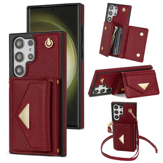 Samsung Galaxy S23/ S23 Plus/ S23 Ultra - Elegante Lederoptik Crossbody Schutz Hülle mit Band - Top Hüllen