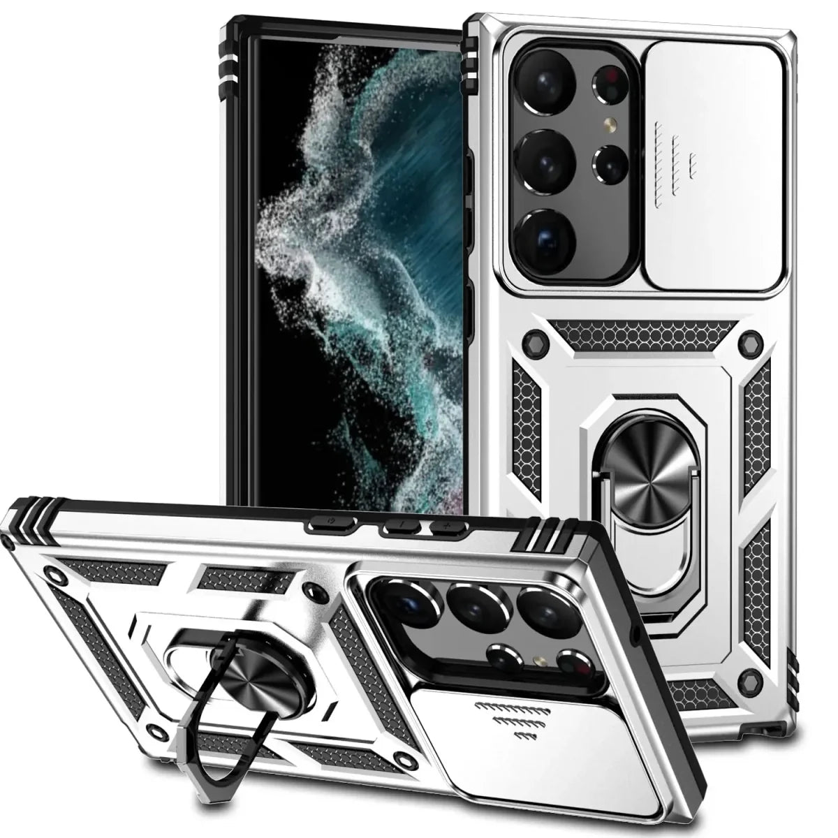 Samsung Galaxy S24/ S24 Plus/ S24 Ultra - Stoßfestes Bumper Hybrid - Magnetring Kamera Schutz Hülle - Top Hüllen