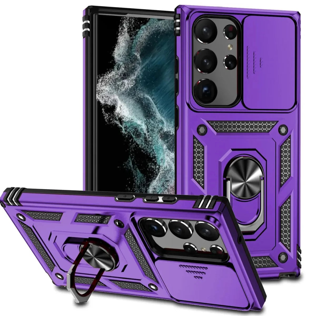 Samsung Galaxy S24/ S24 Plus/ S24 Ultra - Stoßfestes Bumper Hybrid - Magnetring Kamera Schutz Hülle - Top Hüllen