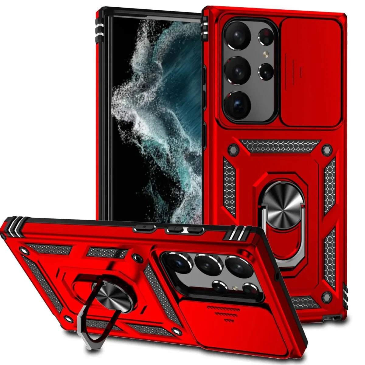Samsung Galaxy S24/ S24 Plus/ S24 Ultra - Stoßfestes Bumper Hybrid - Magnetring Kamera Schutz Hülle - Top Hüllen