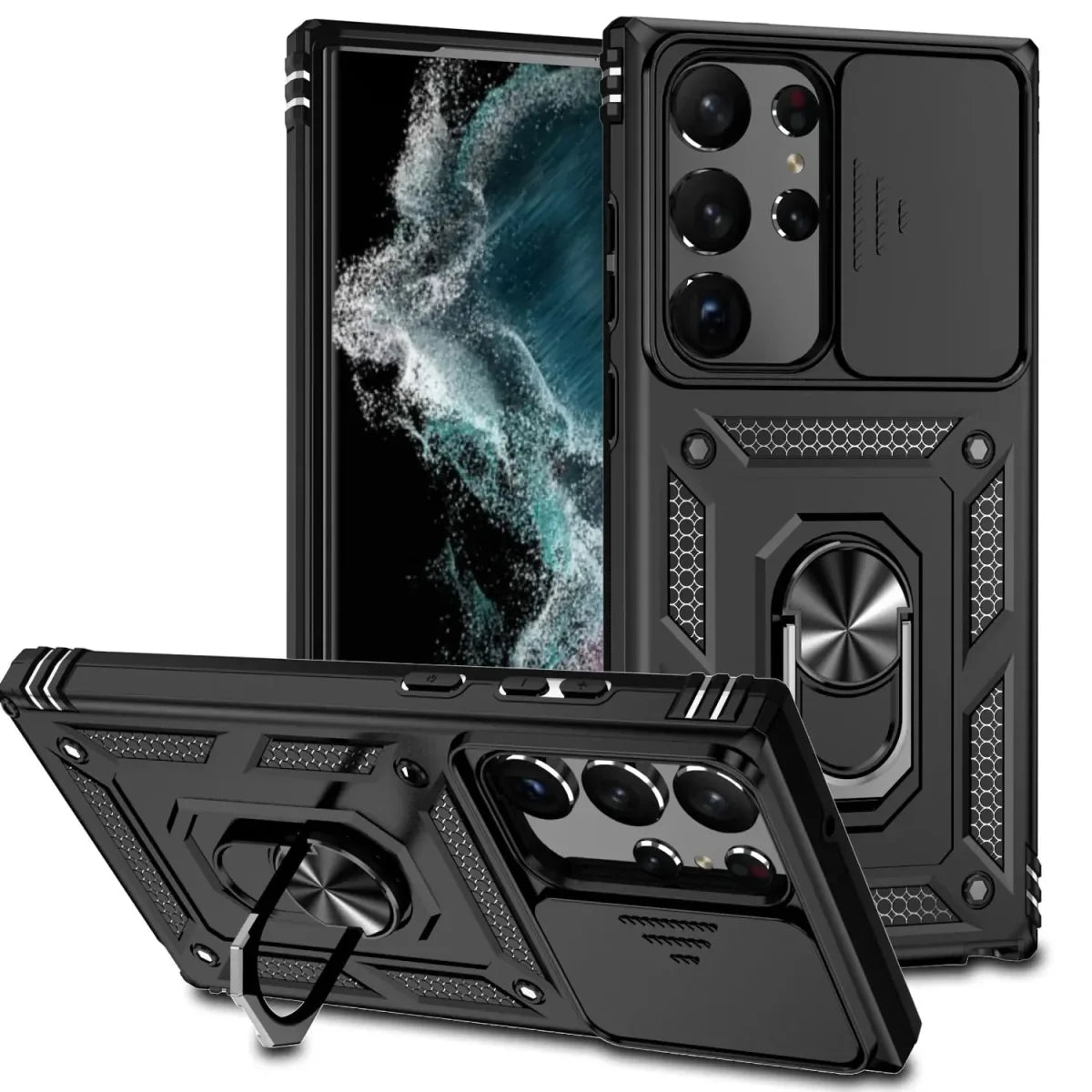 Samsung Galaxy S24/ S24 Plus/ S24 Ultra - Stoßfestes Bumper Hybrid - Magnetring Kamera Schutz Hülle - Top Hüllen